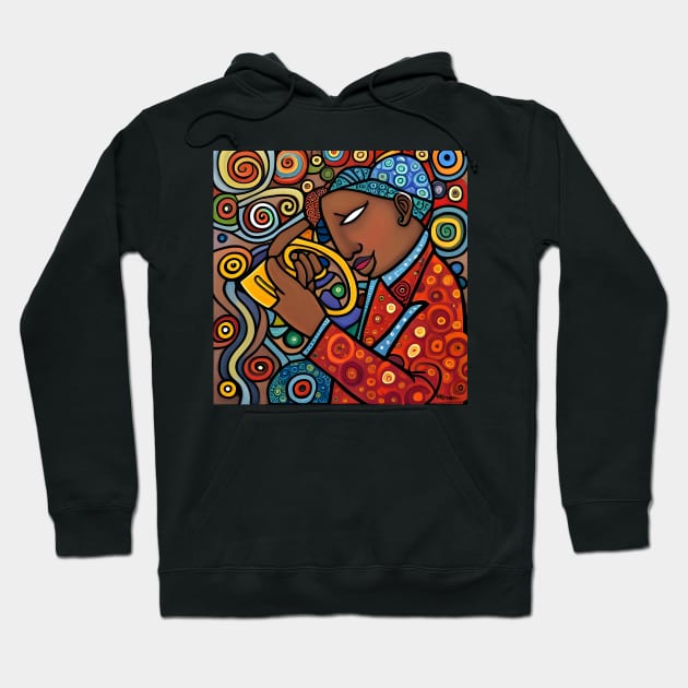 Jazz Musician playing a trumpet Hoodie by Colin-Bentham